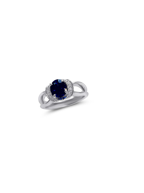 Estate Platinum Sapphire & Diamond Ring