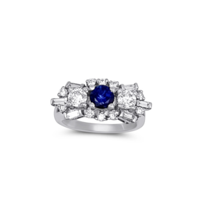 Estate 14kt White Gold Diffused Sapphire & Diamond Ring