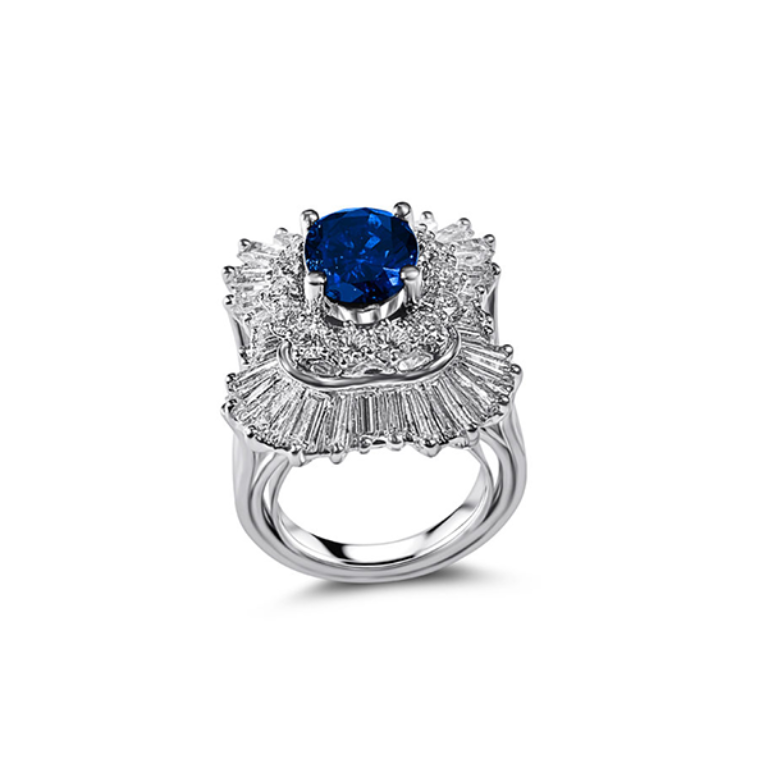 Estate 14Kt Sapphire & Diamond Ring