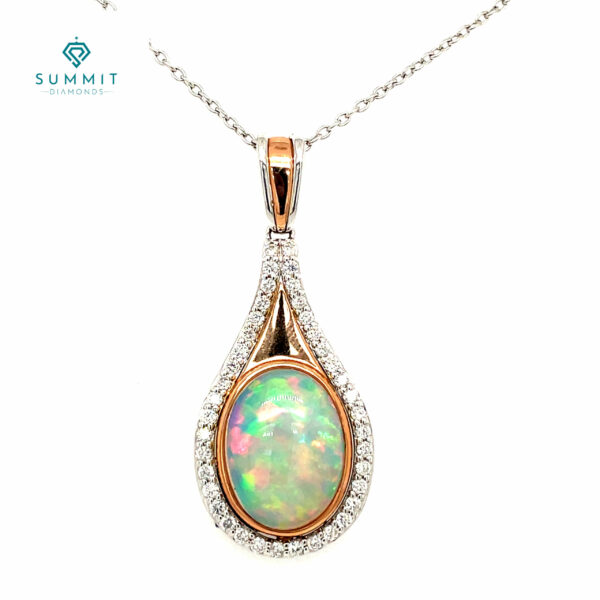 14k White and Rose Gold Opal Pendant